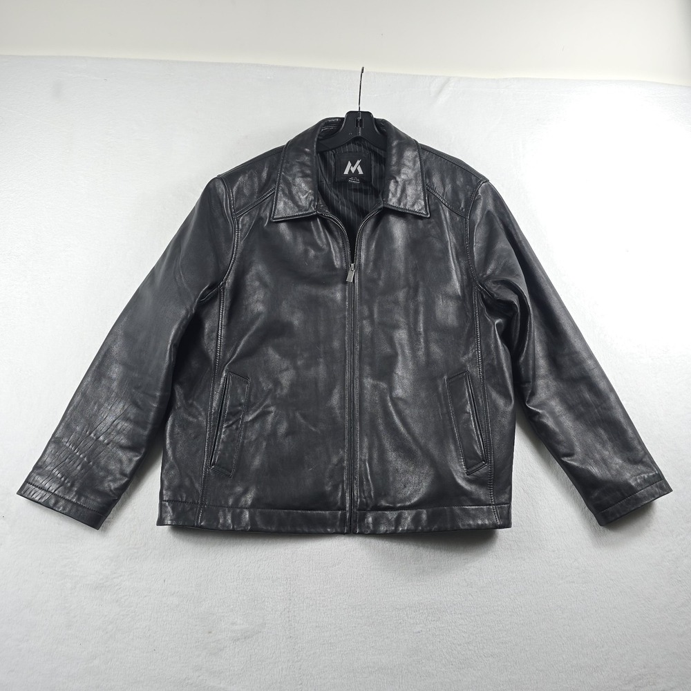 Unbranded Mens G-III Genuine Leather Jacket Size XL Extra Soft Black Cafe Racer‎